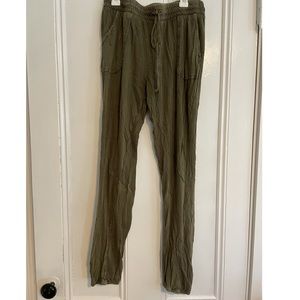 Army green flowy pants